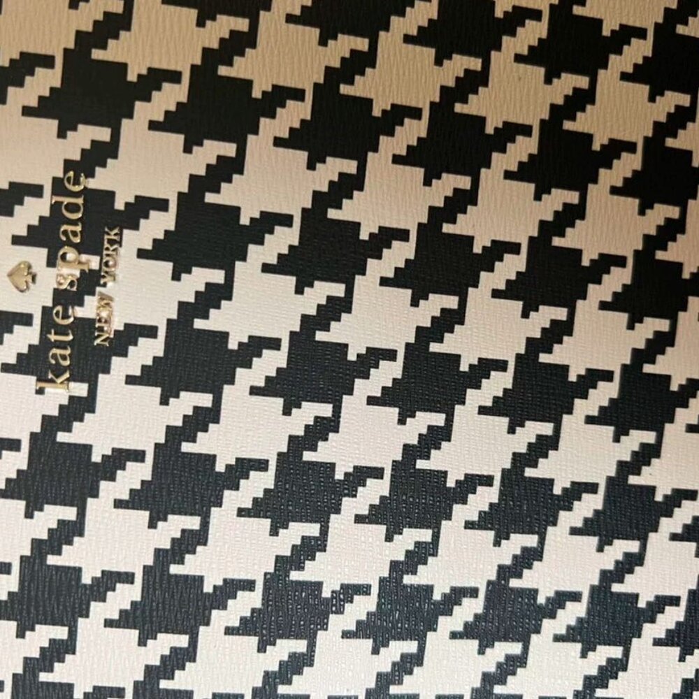 Kate Spade Large Cara Tote Shoulder Bag In Houndstooth Print - Picture 8 of 10